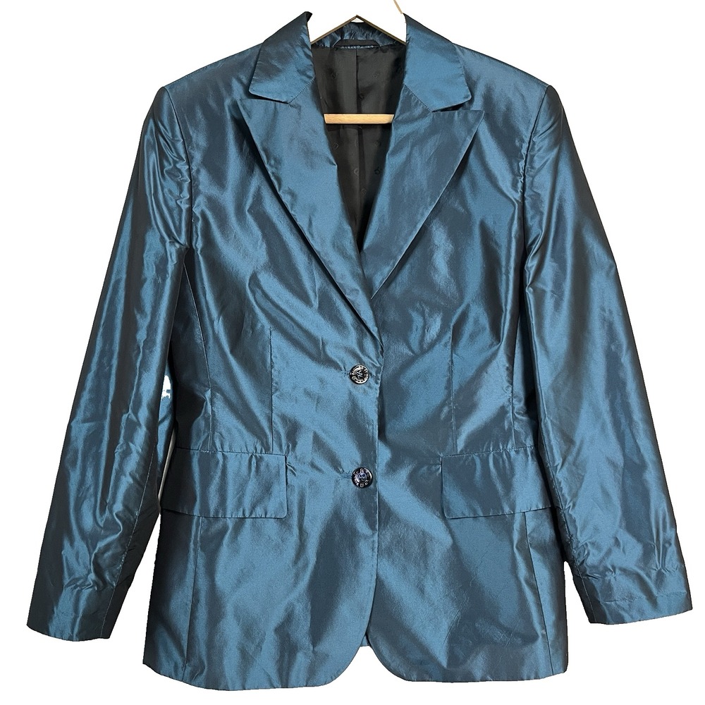 AIGNER Shiny Blazer Metallic Electric Blue Jacket‎ Designer Coat Japanese Medium